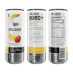 CELSIUS Sparkling Strawberry Lemonade, Sugar Free Energy Drink, 12 Fl Oz (Pack of 12)