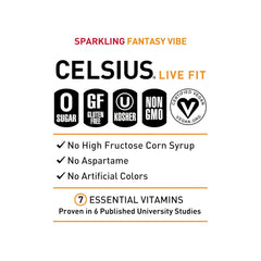 CELSIUS FANTASY VIBE Sparkling Mandarin Marshmallow, Sugar Free Energy Drink, 12 Fl Oz (Pack of 12)