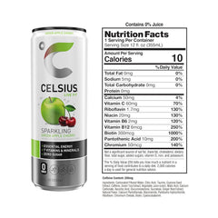 CELSIUS Sparkling Green Apple Cherry, Sugar Free Energy Drink, 12 Fl Oz (Pack of 12)