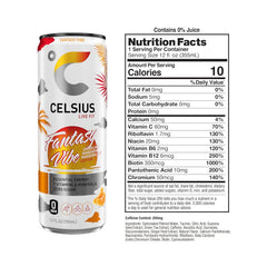 CELSIUS FANTASY VIBE Sparkling Mandarin Marshmallow, Sugar Free Energy Drink, 12 Fl Oz (Pack of 12)