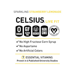 CELSIUS Sparkling Strawberry Lemonade, Sugar Free Energy Drink, 12 Fl Oz (Pack of 12)