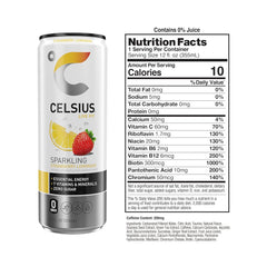 CELSIUS Sparkling Strawberry Lemonade, Sugar Free Energy Drink, 12 Fl Oz (Pack of 12)