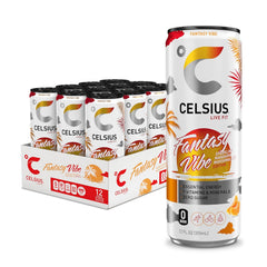 CELSIUS FANTASY VIBE Sparkling Mandarin Marshmallow, Sugar Free Energy Drink, 12 Fl Oz (Pack of 12)